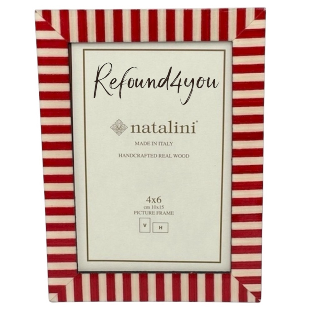 Natalini - ‘Red Stripes-small’ wooden picture frame. 4“ x 6“ NWT.